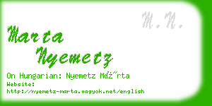 marta nyemetz business card